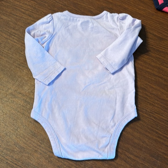 Set of 2 long sleeve bodysuits and 1 pair of Navy ruffle butt pants. - Picture 5 of 13